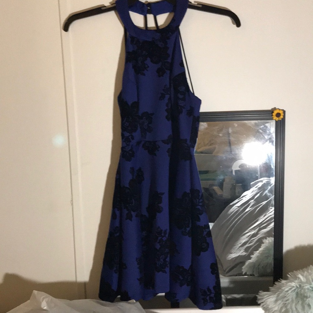 blue and black dress